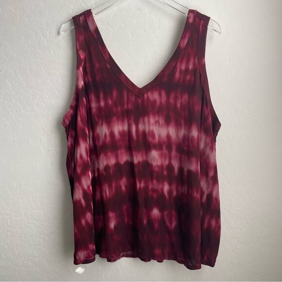 Torrid Tank - Crinkle Gauze Tie Dye Wine NWT 2 - Picture 6 of 10